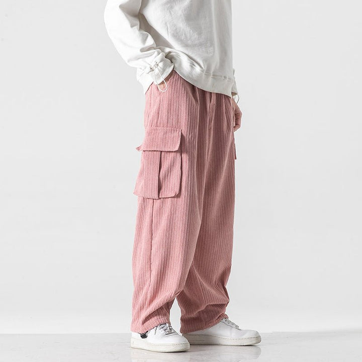 Men's Corduroy Cargo Pants | Relaxed Fit Drawstring Close Up