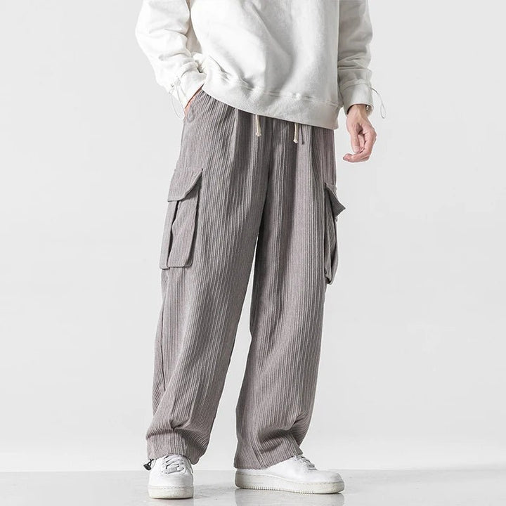 Men's Corduroy Cargo Pants | Relaxed Fit Drawstring Detail