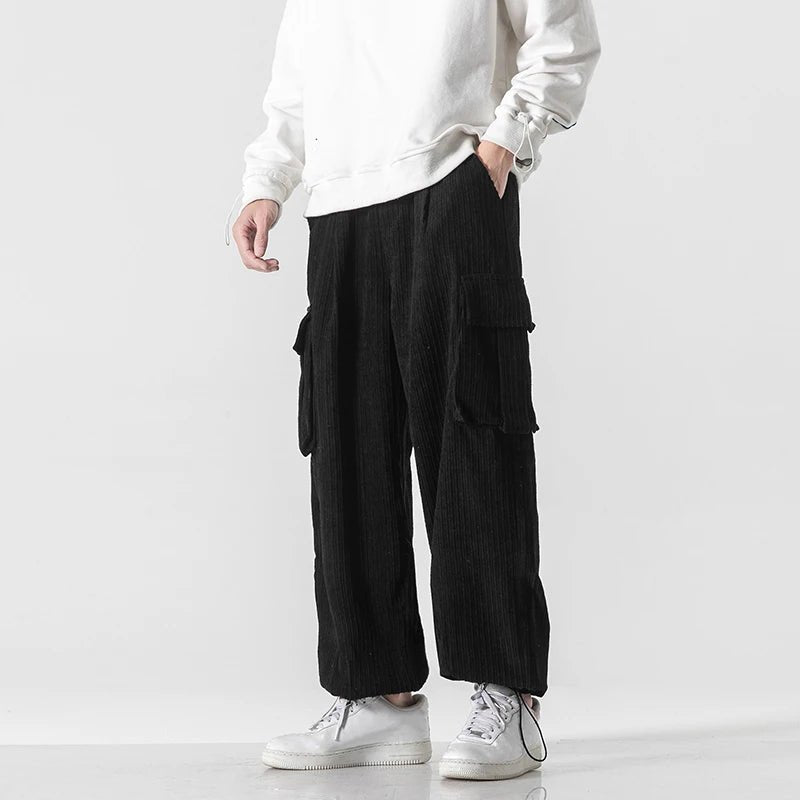 Men's Corduroy Cargo Pants | Relaxed Fit Drawstring Lifestyle