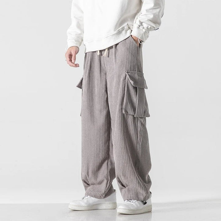 Men's Corduroy Cargo Pants | Relaxed Fit Drawstring Side