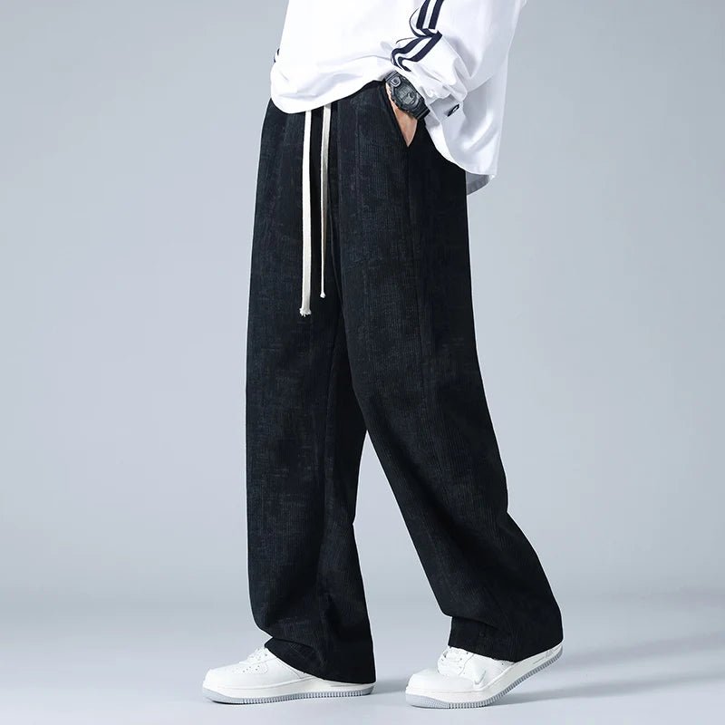 Men's Corduroy Sweatpants | Wide Leg Drawstring Back