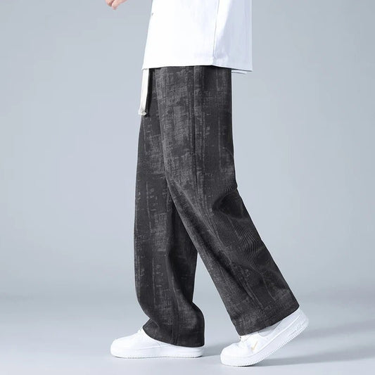 Men's Corduroy Sweatpants | Wide Leg Drawstring Front