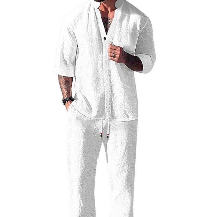 Men's Cotton-Linen 2-Piece Shirt Set | Relaxed Fit Hero
