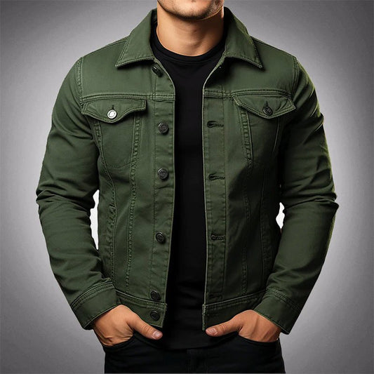 Men's Cotton Polo Denim Jacket | Multi-Pocket Hero