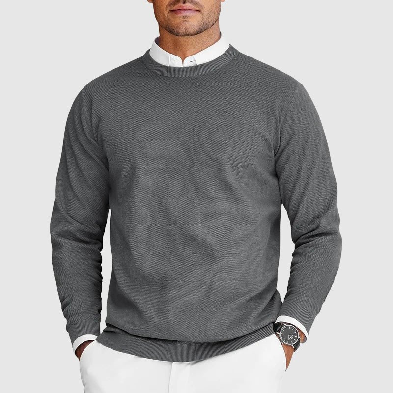 Men's Crew Neck Sweater | Casual Knit Side