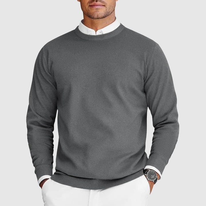 Men's Crew Neck Sweater | Casual Knit Side
