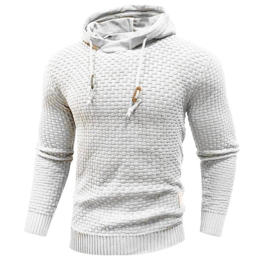 Men's Diagonal Drawstring Hoodie | Slim Fit Casual Front