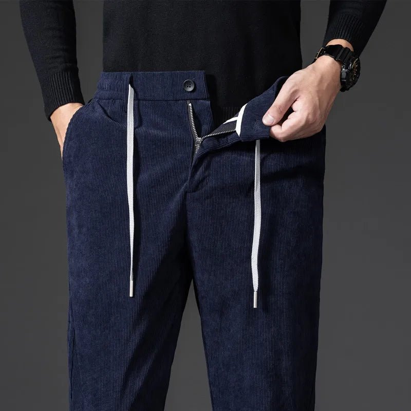 Men's Drawstring Corduroy Chinos | Tailored Casual Fit Angle