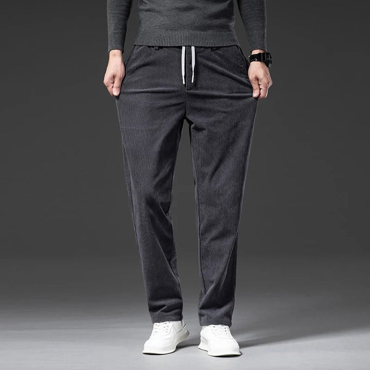 Men's Drawstring Corduroy Chinos | Tailored Casual Fit Front