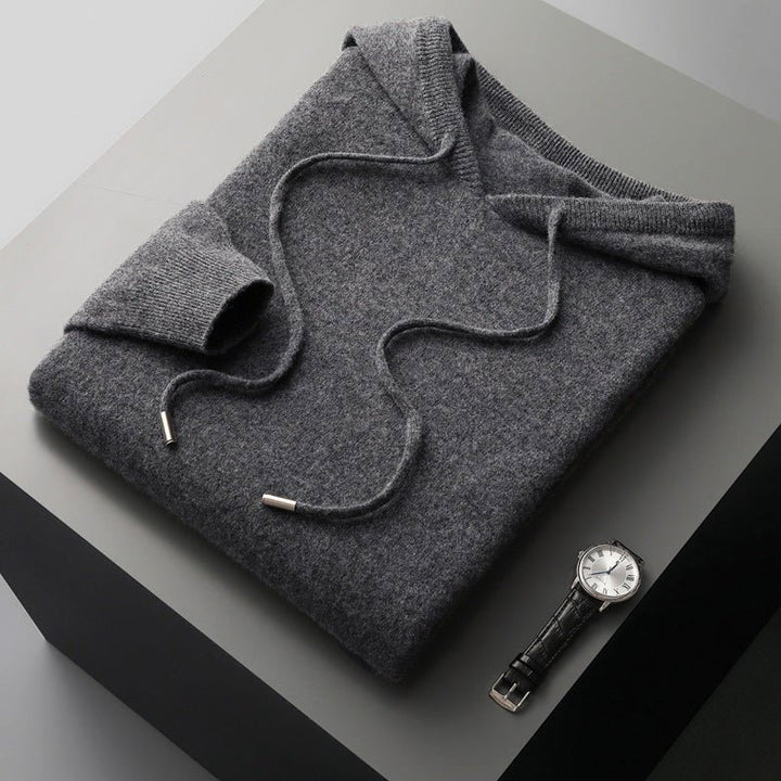 Men's Drawstring Merino Hoodie | Wool Knit Back