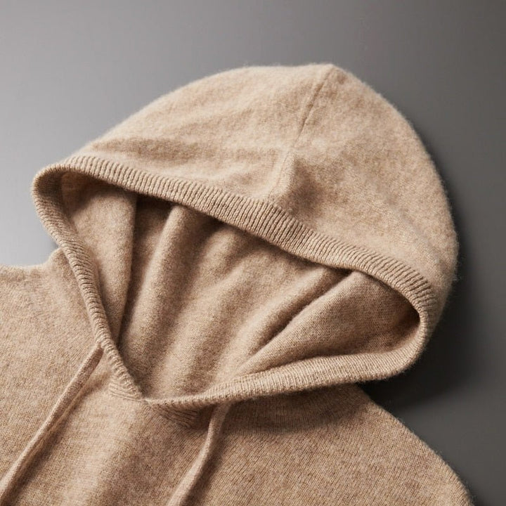 Men's Drawstring Merino Hoodie | Wool Knit Front