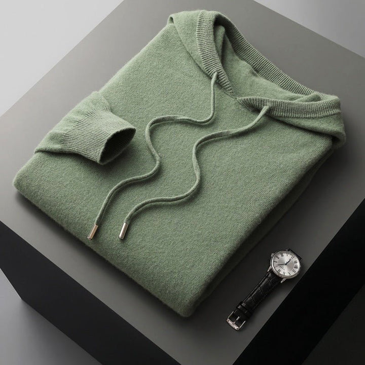 Men's Drawstring Merino Hoodie | Wool Knit Side