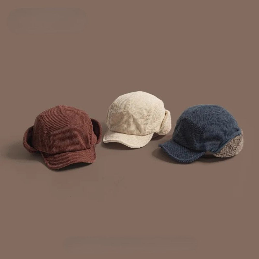 Men's Ear Flap Corduroy Hat | Insulated Winter Back