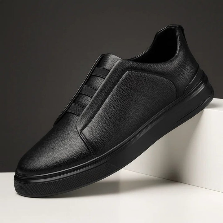 Men's Elastic Strap Leather Sneakers | Classic Fit Back