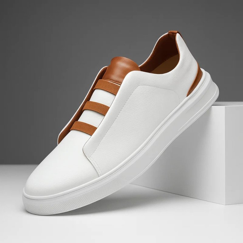 Men's Elastic Strap Leather Sneakers | Classic Fit Hero