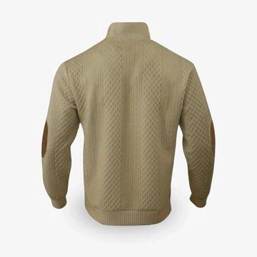 Men's Elbow Patch Pullover Sweater | Warm Knit Close Up