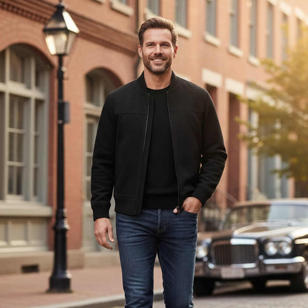 Men's Elegant Jacket | Ribbed Collar Smart Fit Alternate