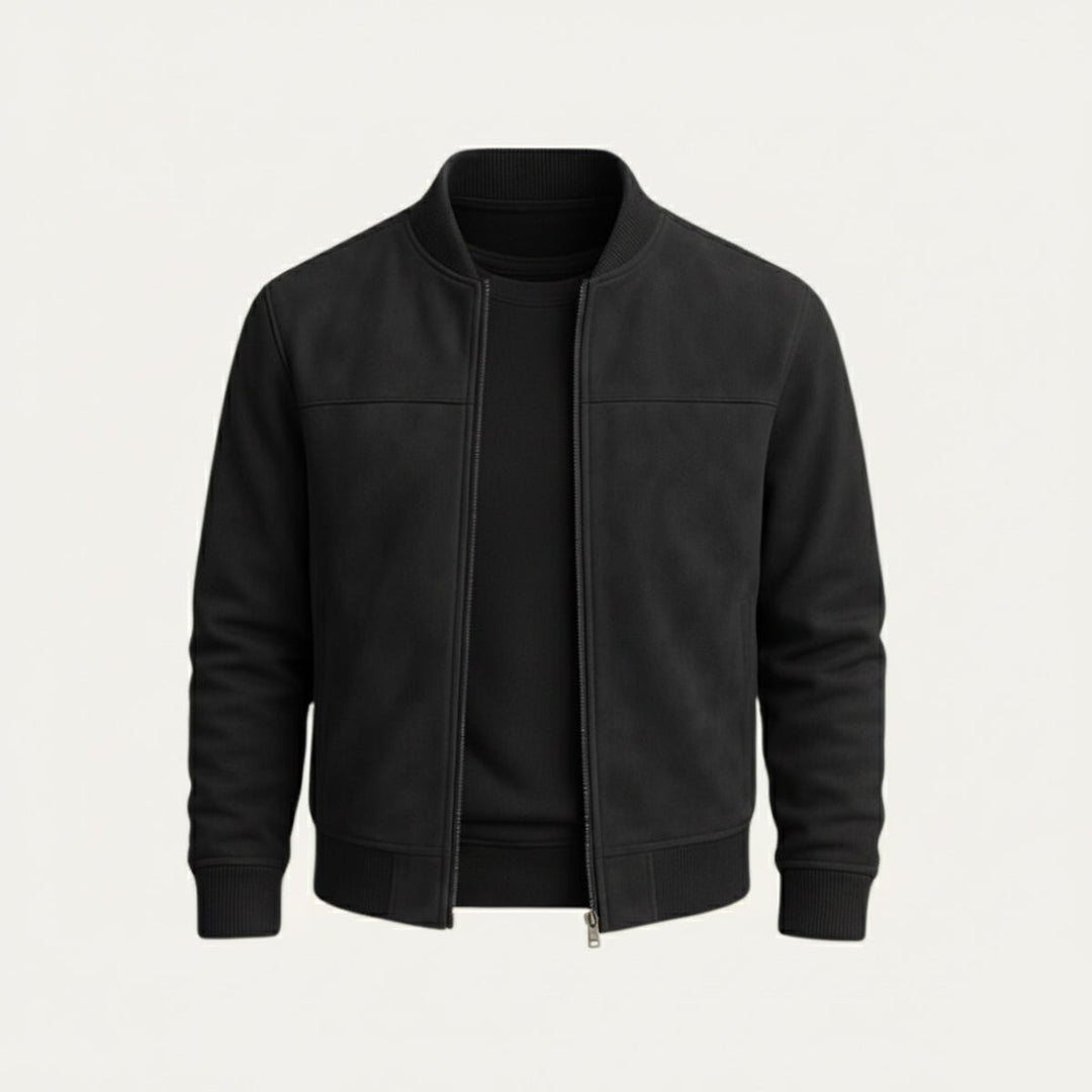 Men's Elegant Jacket | Ribbed Collar Smart Fit Close Up