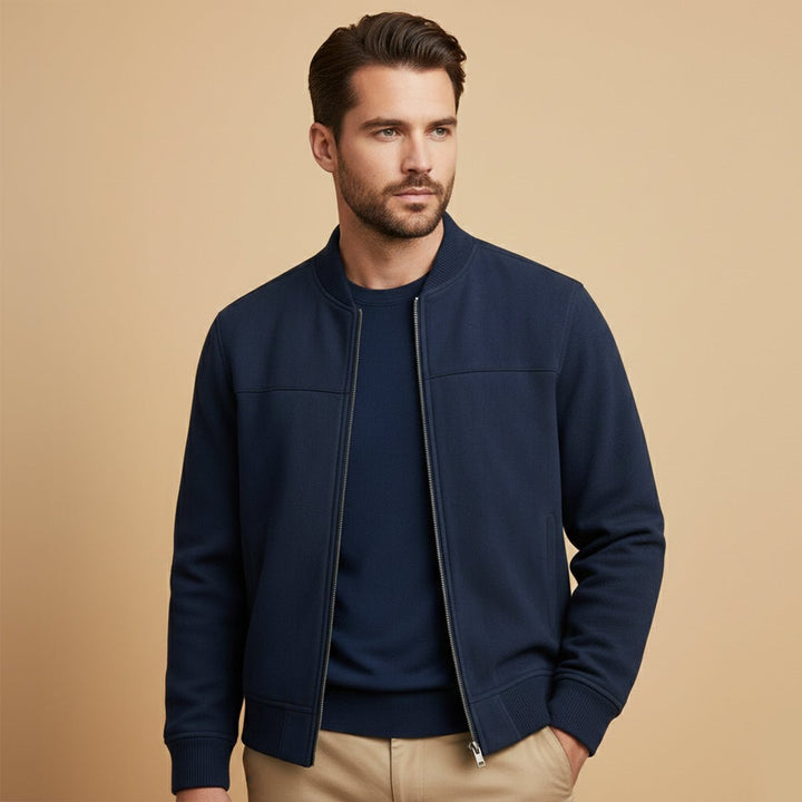 Men's Elegant Jacket | Ribbed Collar Smart Fit Full