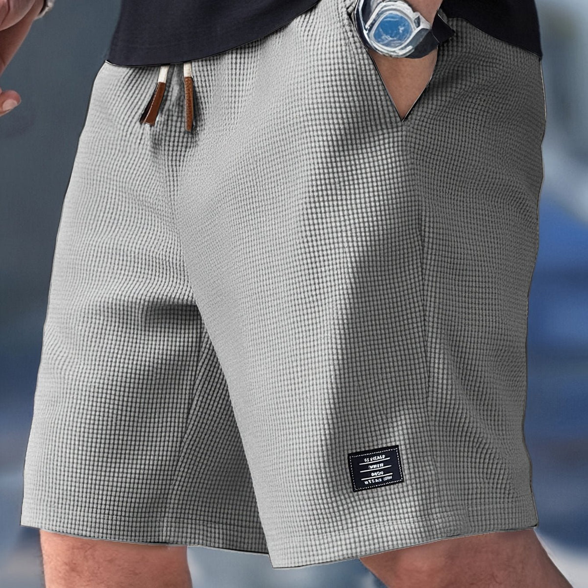 Men's Elegant Knit Shorts Pants Close Up