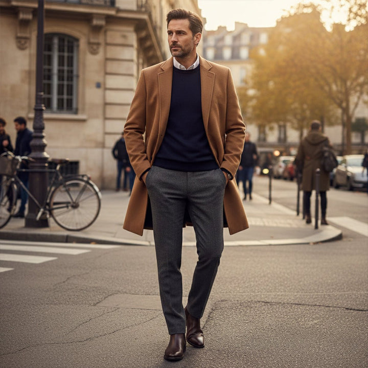 Men's Elegant Long Winter Coat | Single-Breasted Smart Fit View 12