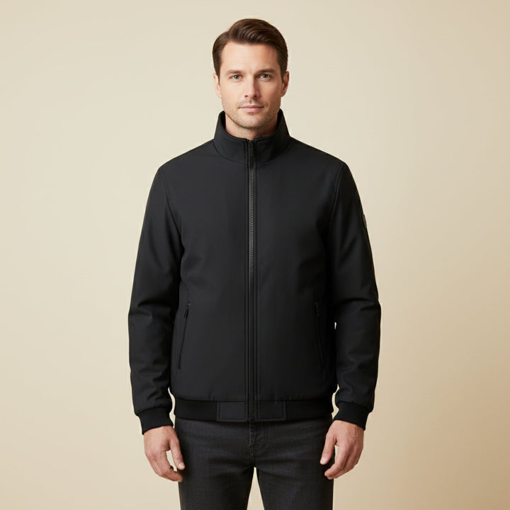 Men's Elegant Warm Lined Jacket | Fleece Bomber Collar Front