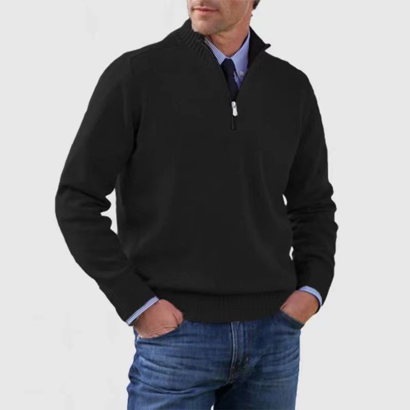 Men's Everyday Zip-Up Sweater | Quarter-Zip Mock Neck Fit Detail