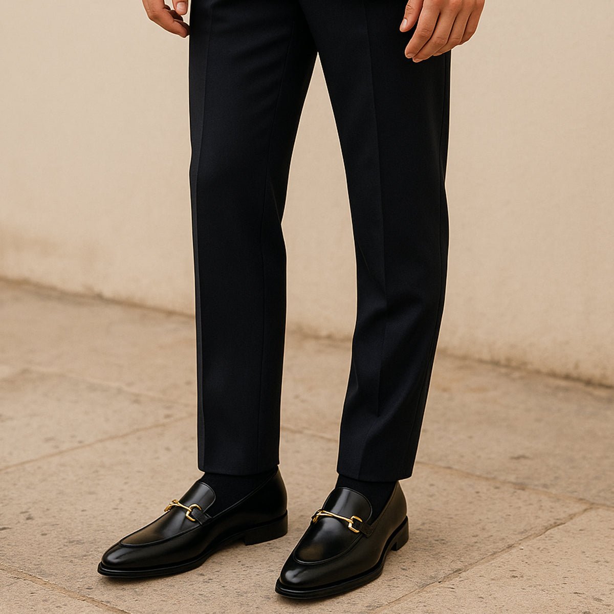 Men's Faux Leather Horsebit Loafers | Formal Dress Shoe Close Up