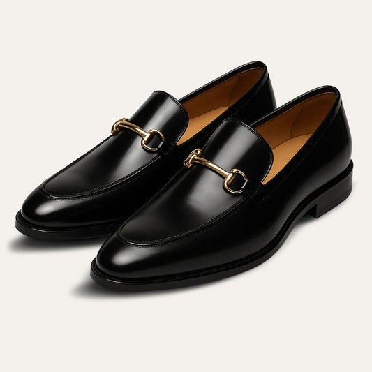 Men's Faux Leather Horsebit Loafers | Formal Dress Shoe Hero