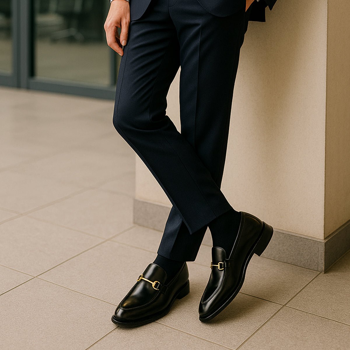 Men's Faux Leather Horsebit Loafers | Formal Dress Shoe Lifestyle