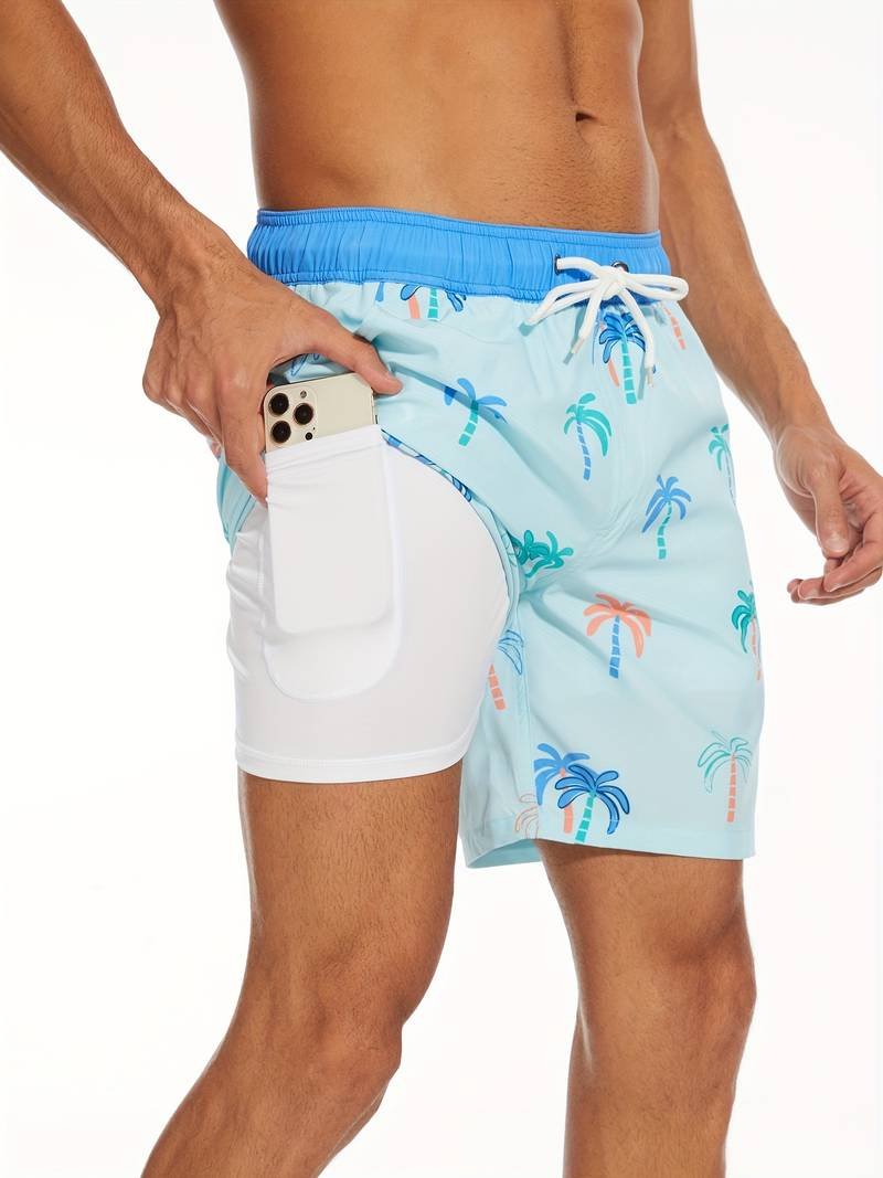 Men's Flamingo Print Beach Summer Swim Shorts Angle