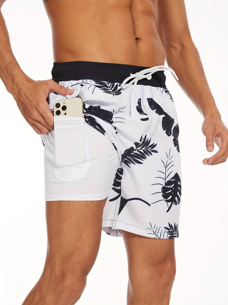 Men's Flamingo Print Beach Summer Swim Shorts Back