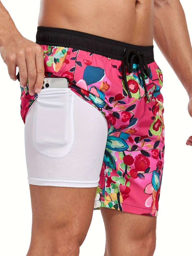 Men's Flamingo Print Beach Summer Swim Shorts Lifestyle