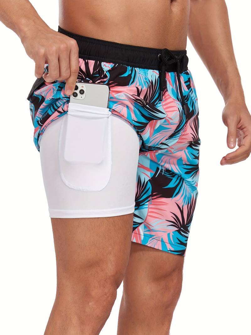 Men's Flamingo Print Beach Summer Swim Shorts View 11
