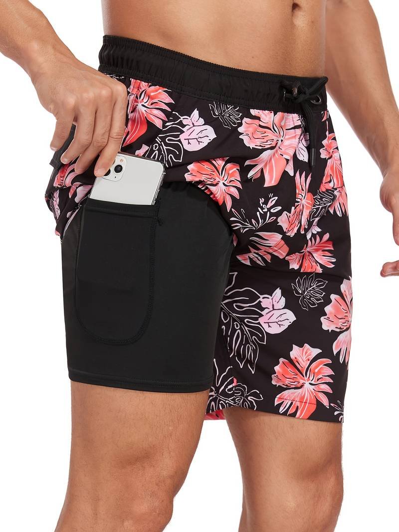 Men's Flamingo Print Beach Summer Swim Shorts View 12