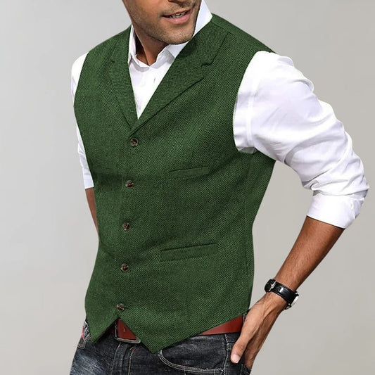 Men's Formal Herringbone Vest | Pattern Detail Hero
