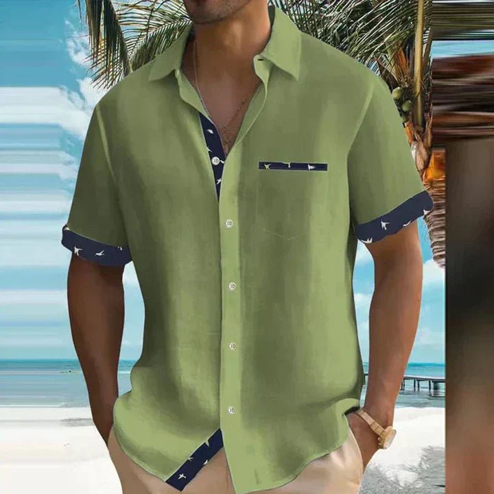 Men's Formal Short Sleeve Shirt | Bird Trim Smart Casual Back