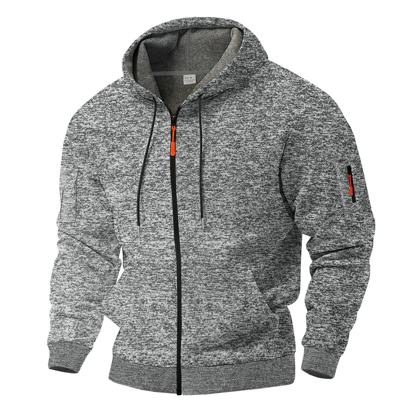 Men's Full Zip Hooded Jacket | Sleeve Pocket Outdoor Detail