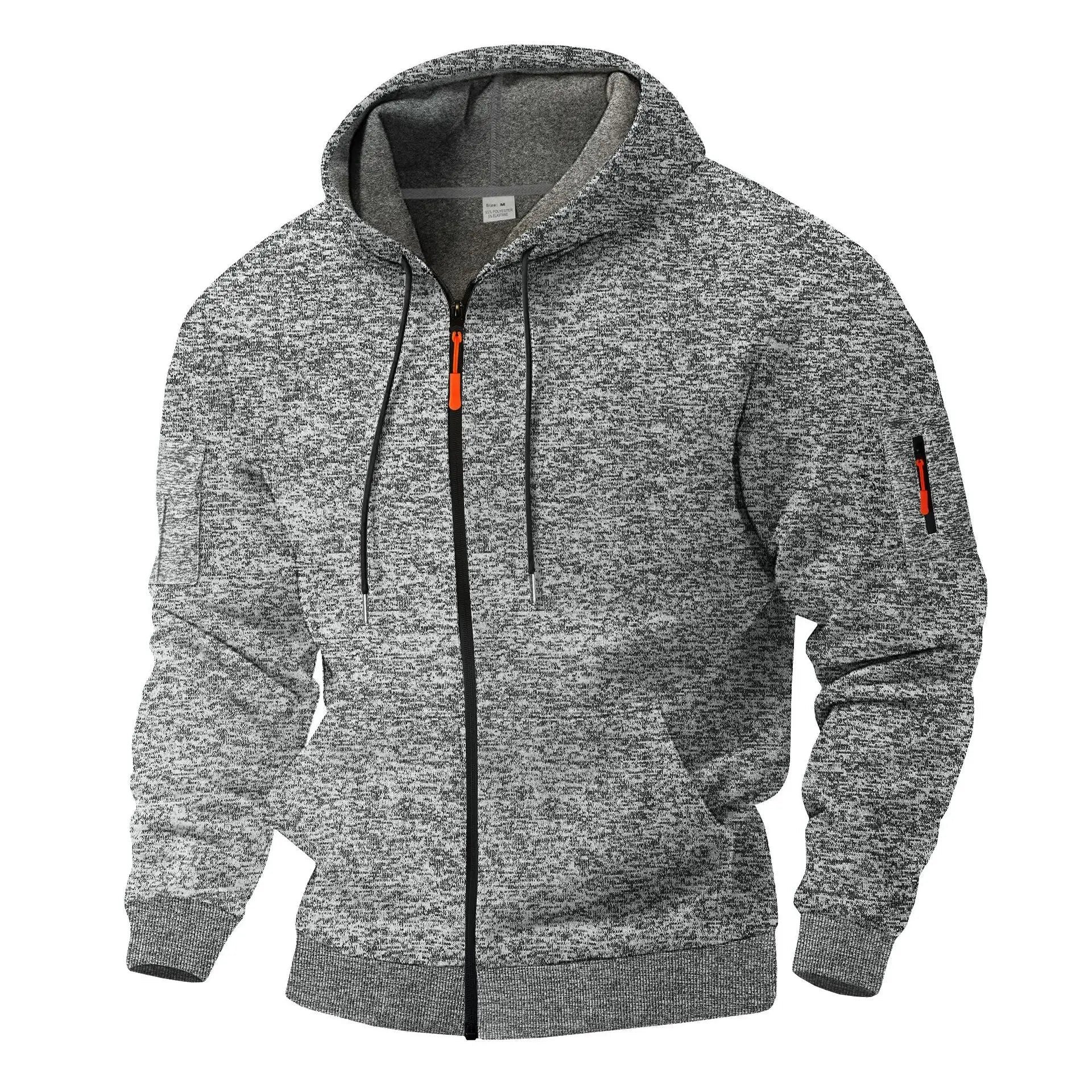 Men's Full Zip Hooded Jacket | Sleeve Pocket Outdoor Detail