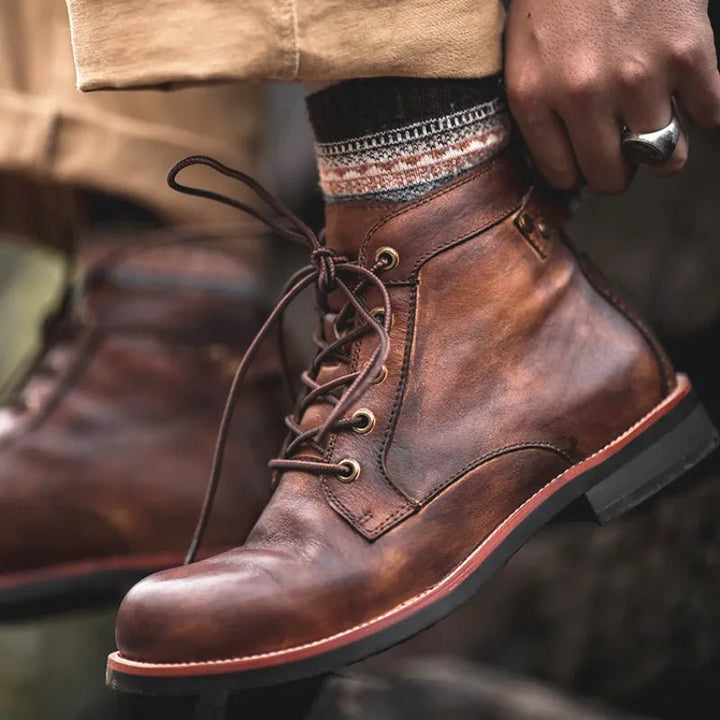 Men's Genuine Leather Ankle Boots | Classic Lace-Up Hero