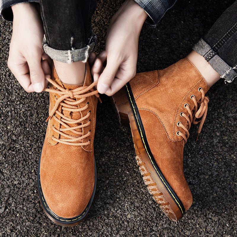 Men's Genuine Suede Boots | Lug Sole Ankle Back