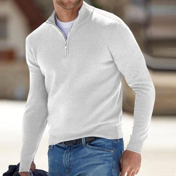 Men's Half Zip Mock Neck Sweater | Quarter-Zip Knit Fit Detail