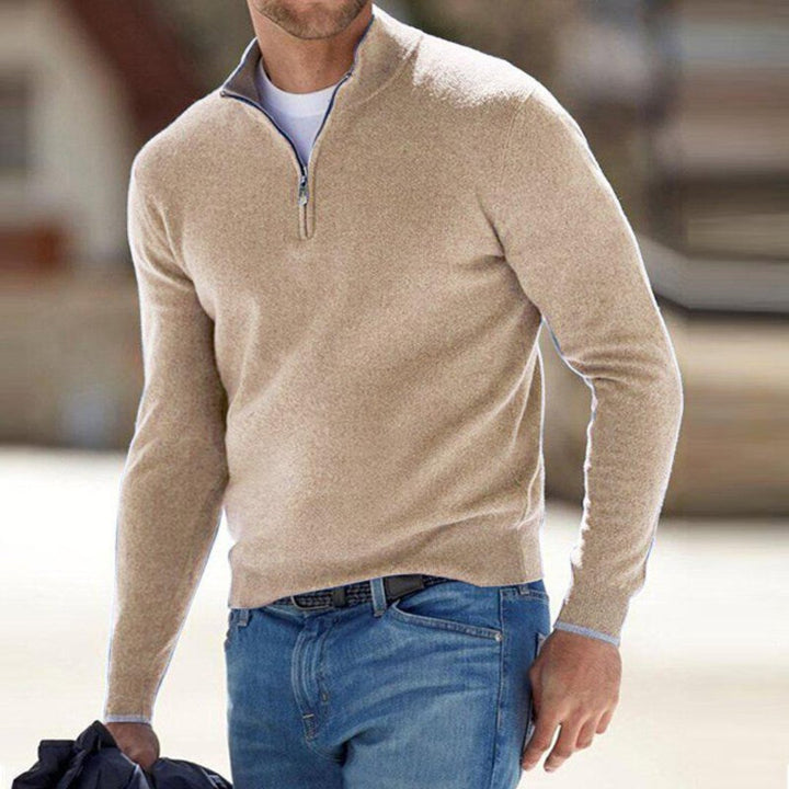 Men's Half Zip Mock Neck Sweater | Quarter-Zip Knit Fit Front