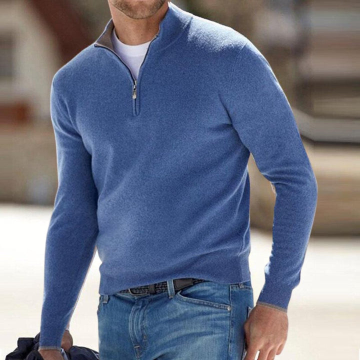 Men's Half Zip Mock Neck Sweater | Quarter-Zip Knit Fit Hero