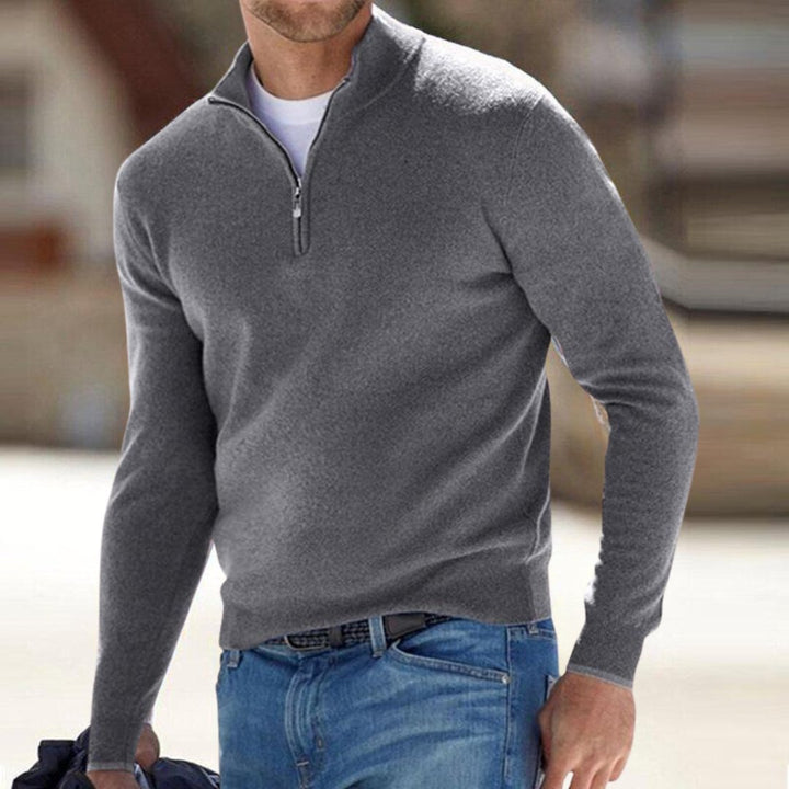 Men's Half Zip Mock Neck Sweater | Quarter-Zip Knit Fit Side