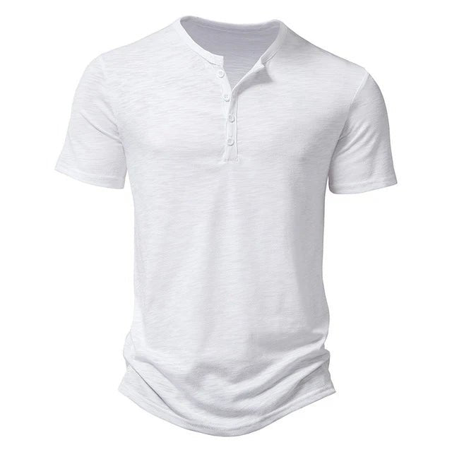 Men's Henley Short Sleeve T-Shirt | Button Placket Casual Detail
