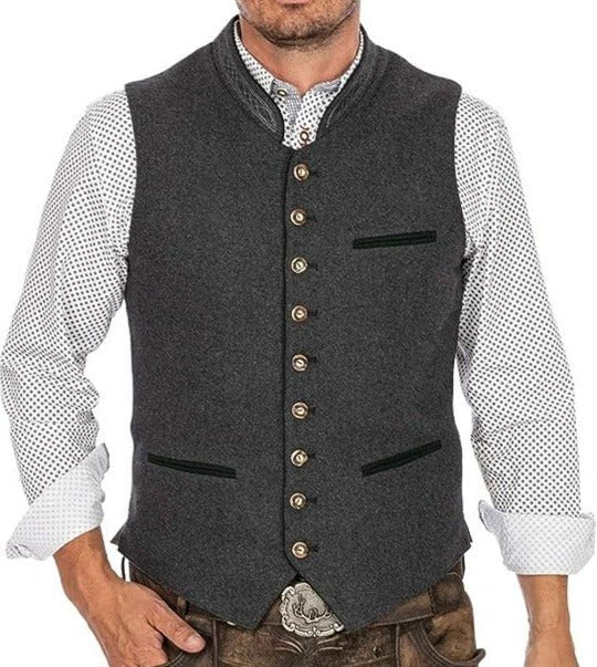 Men's High Button Traditional Vest Front