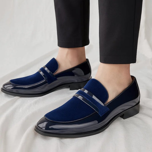 Men's Italian Penny Loafers | Velvet Suede Detail Front