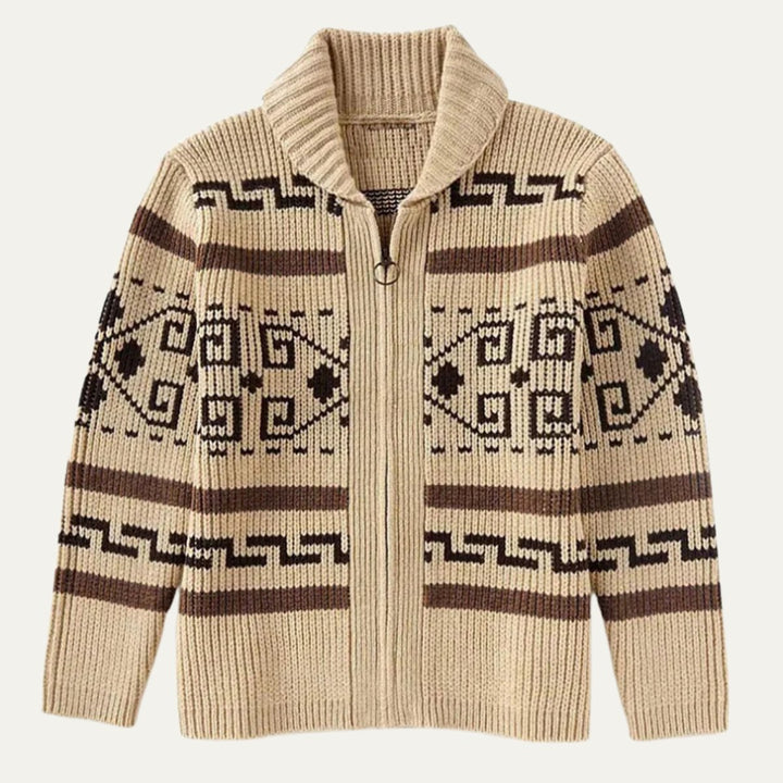 Men's Jacquard Button Up Shawl Collar Cardigan Sweater Hero