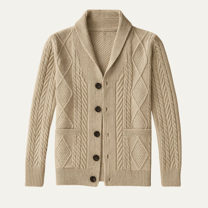 Men's Knit Cardigan Sweater | Shawl Collar Relaxed Fit Back